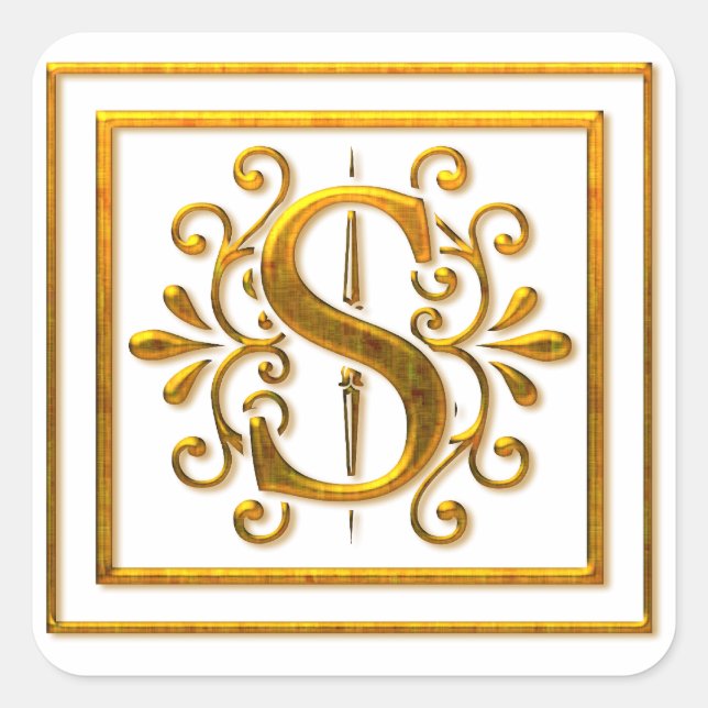 Monogram Golden S Elegant Stickers (Vorderseite)