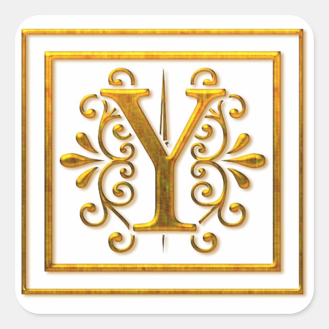 Monogram Golden Y Elegant Stickers (Vorderseite)