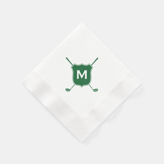 Monogram Golf Club Wappen Diagonal Green Napkins Serviette (Ecke)