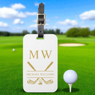 Monogram Golf Clubs White Gold Personalisiert Gepäckanhänger