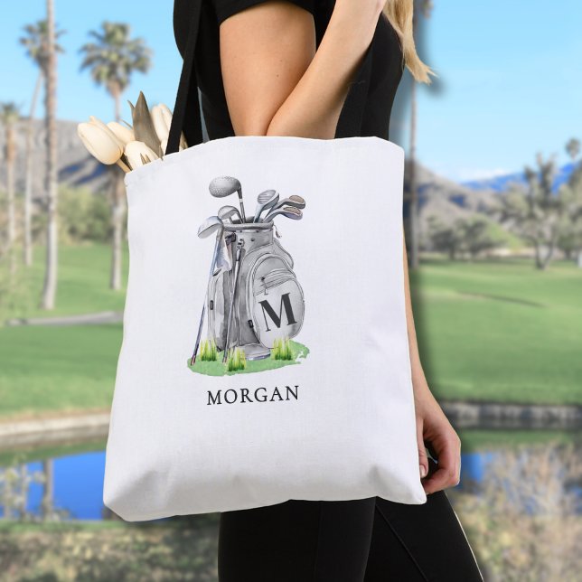 Monogram Golf - personalisierter Anfangsname (Personalized Initial Name Monogram Golf Tote Bag)