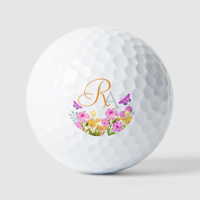 Monogram-Golfbälle im Blumengarten Golfball (Vorderseite)