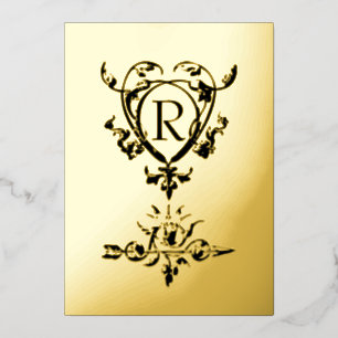 Monogram Gothic Heart and Arrow Motif Foil Holiday Folien Feiertagskarte