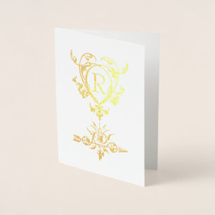 Monogram Gothic Heart and Arrow Motif Folienkarte