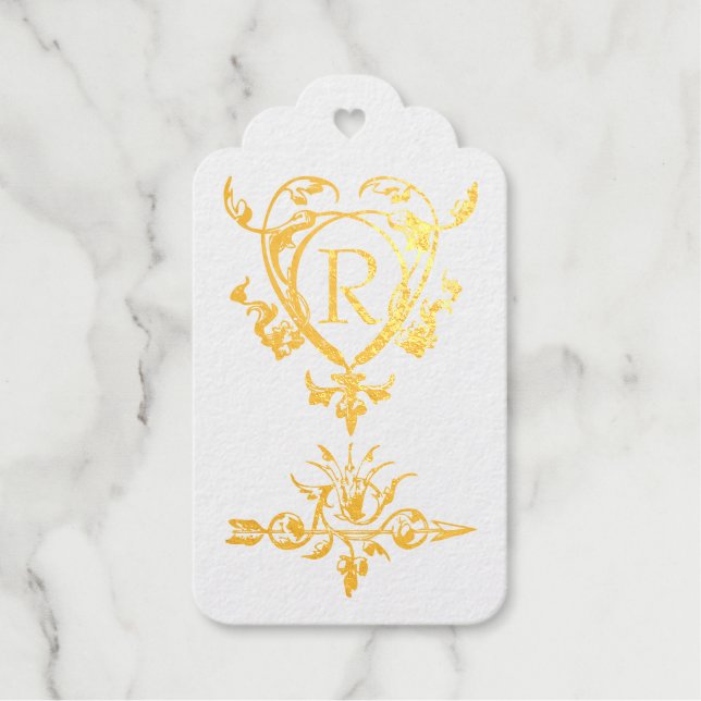 Monogram Gothic Heart and Arrow Motif Geschenkanhänger (Vorderseite)