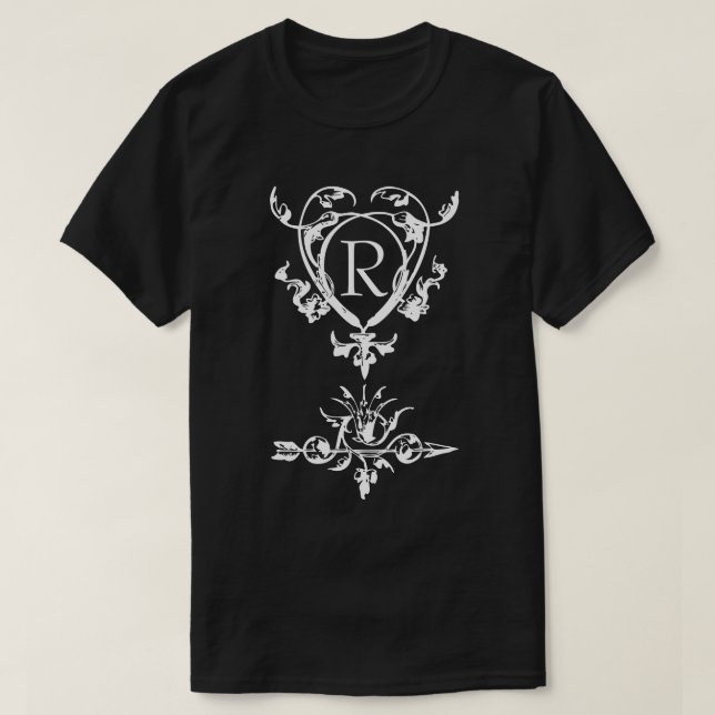 Monogram Gothic Heart and Arrow Motif T - Shirt (Design vorne)