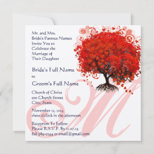 Monogram Gothic Liebe Tree Einladung Hochzeit