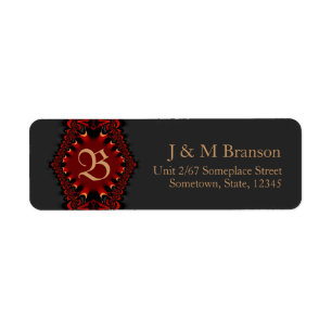 Monogram Gothinsatin Rot + Schwarze Adressenbezeic