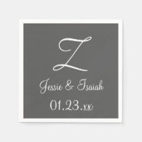 Monogram Granite Gray Simple Colorful Paper Napkin