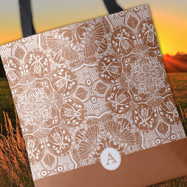 Monogram Grasshoppers Mandala Tote Bag