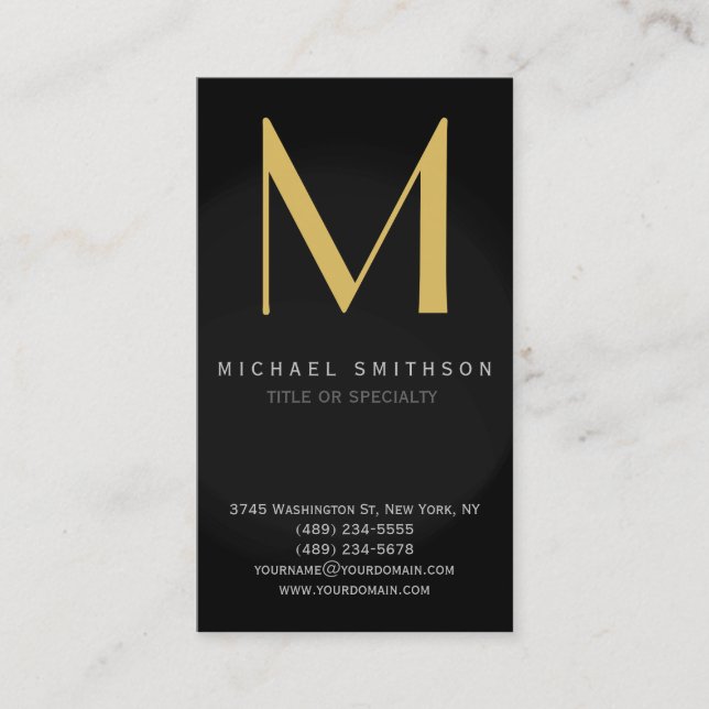 Monogram Grau Black Modern Simple Business Card Visitenkarte (Vorderseite)