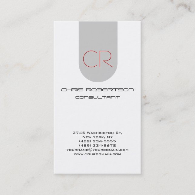 Monogram Grau White Attractive Business Card Visitenkarte (Vorderseite)