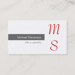 Monogram Graue White Red Fotografy Business Card Visitenkarte
