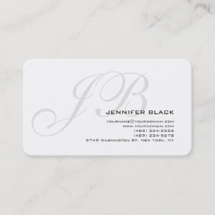 Monogram Graue White Rounded Corner Business Card Visitenkarte