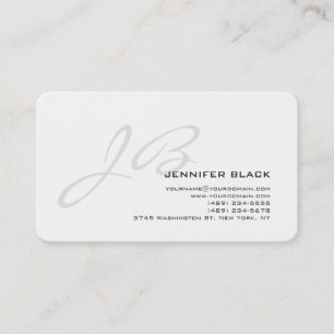 Monogram Graue White Rounded Corner Business Card Visitenkarte