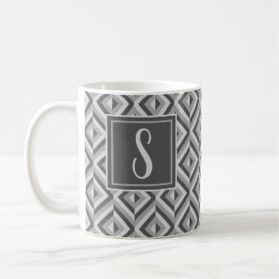 Monogram Graues Dreikantmuster Kaffeetasse