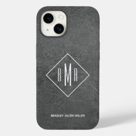 Monogram Graues Leather Case-Mate iPhone 14 Hülle