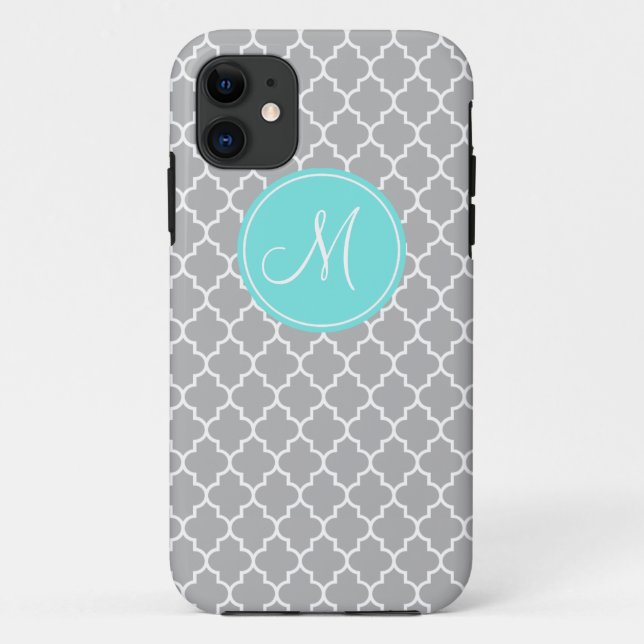 Monogram Graues Quatrefolienmuster iPhone 5/5s Fal Case-Mate iPhone Hülle (Rückseite)