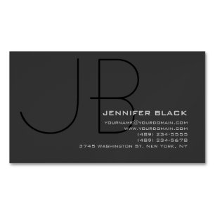 Monogram Gray Black Modern Initial Letters Name Magnetische Visitenkarte
