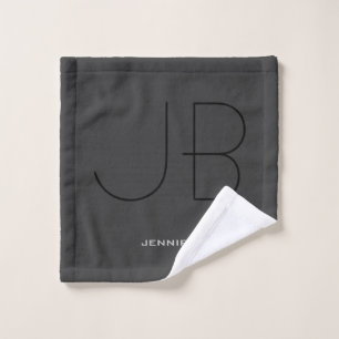 Monogram Gray Black Modern Initial Letters Name Waschlappen