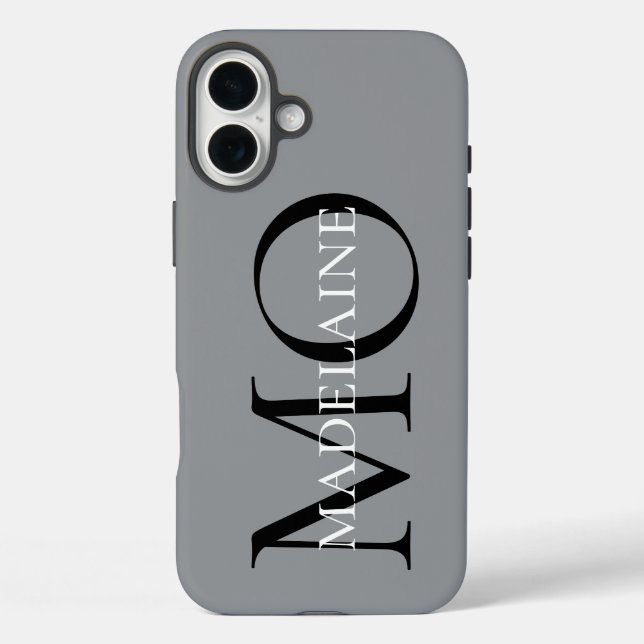Monogram Gray Black Personal Case-Mate iPhone Hülle (Rückseite)