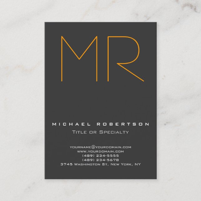 Monogram Gray Chubby Trendy Business Card Visitenkarte (Vorderseite)