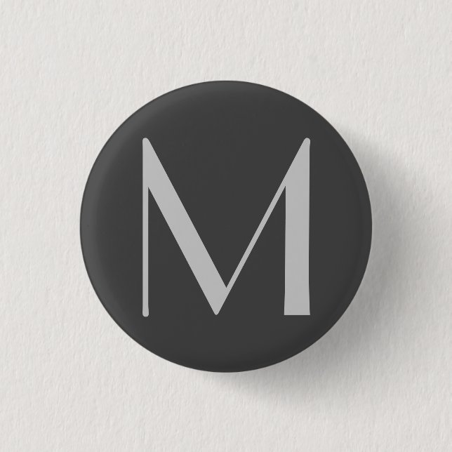 Monogram Gray Modern Fügen Sie Ihren Namen zuerst  Button (Vorderseite)