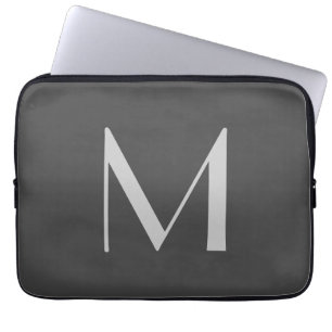 Monogram Gray Modern Fügen Sie Ihren Namen zuerst Laptopschutzhülle