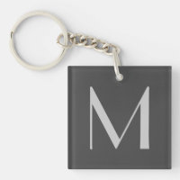 Monogram Gray Modern Fügen Sie Ihren Namen zuerst 