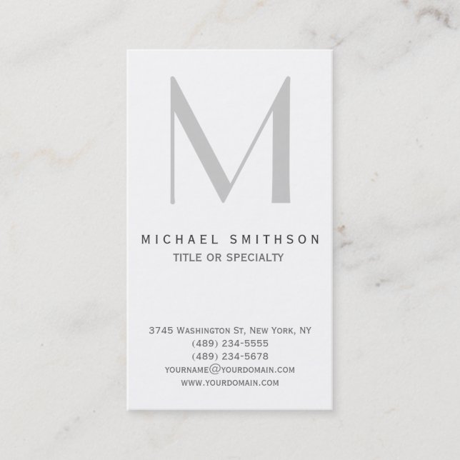 Monogram Gray Modern Simple Business Card Visitenkarte (Vorderseite)