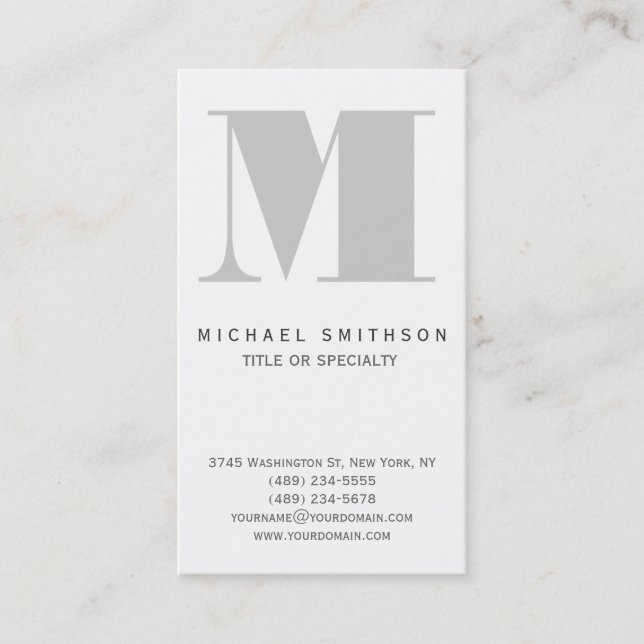 Monogram Gray Modern Simple Business Card Visitenkarte (Vorderseite)