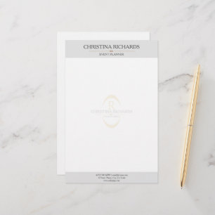 Monogram Gray Modernes Elegantes Business Briefpapier