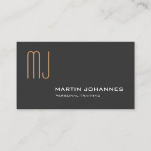 Monogram Gray Personal Trainer Business Card Visitenkarte