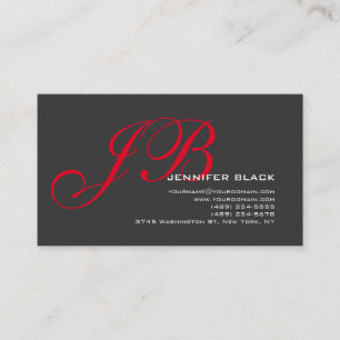 Monogram Gray Red Consultant Business Card Visitenkarte