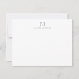 Monogram Gray Silver Simple Classic Elegant Mitteilungskarte