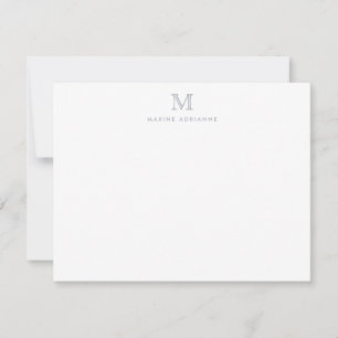 Monogram Gray Silver Simple Classic Elegant Mitteilungskarte