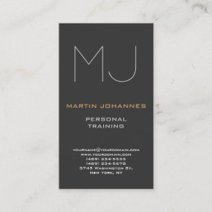 Monogram Gray Sport Personal Trainer Business Card Visitenkarte