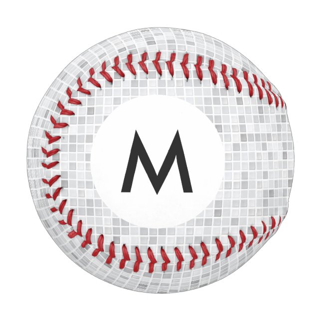 Monogram Gray Tiles Pattern Baseball (Vorderseite Links)