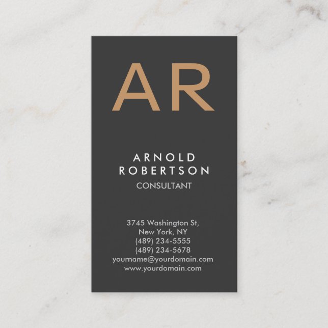Monogram Gray Trendy Consultant Business Card Visitenkarte (Vorderseite)
