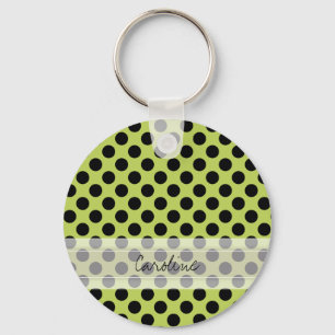 Monogram Green Black Niedlich Chic Polka Dot Patte Schlüsselanhänger