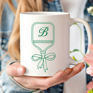 Monogram Green Bow Pickleball Paddle Kaffeetasse
