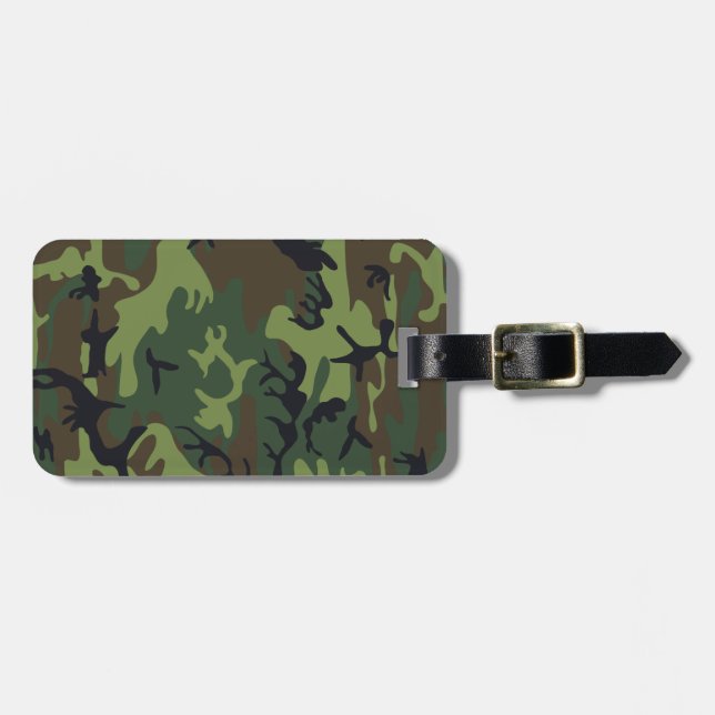 Monogram Green Brown Black Camouflage Camouflage Gepäckanhänger (Vorderseite horizontal)