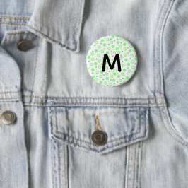 Monogram Green Cream Gray Polka Dots Button