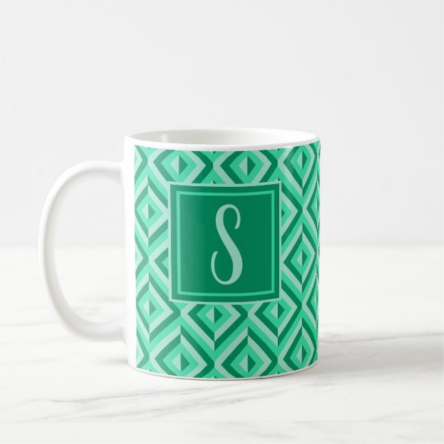 Monogram Green Dreistone Diamond Muster Kaffeetasse (Links)