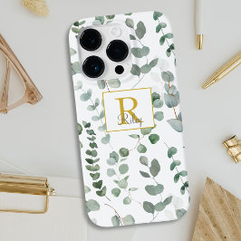 Monogram Green Eucalyptus Pattern Case-Mate iPhone 14 Pro Hülle