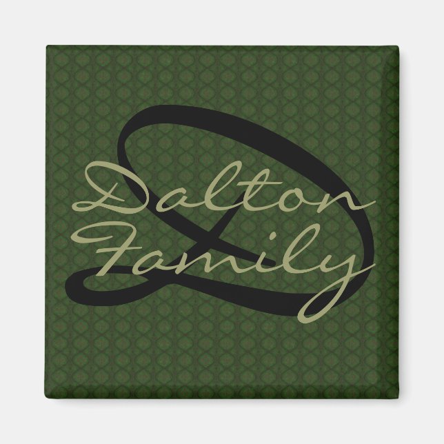 Monogram Green (Family Square Magnet) Magnet (Vorne)