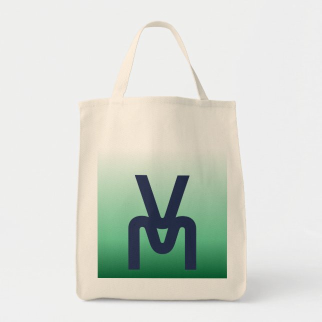 Monogram Green Gradient Einkaufstasche (Vorne)