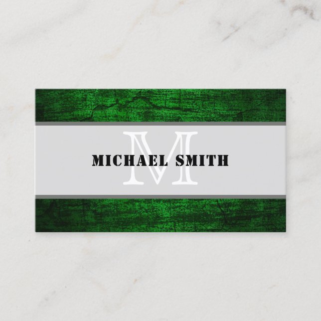 Monogram Green Grunge Background #2 Visitenkarte (Vorderseite)
