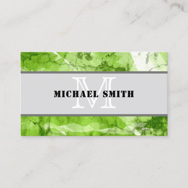 Monogram Green Grunge Background #4 Visitenkarte (Vorderseite)