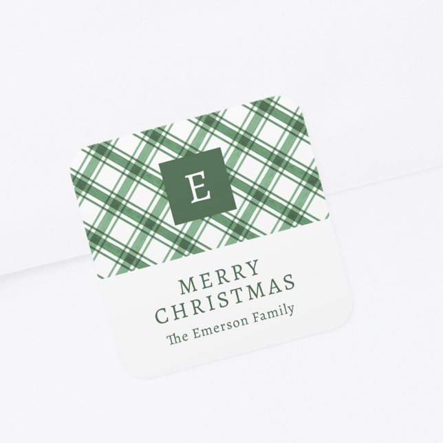 Monogram Green Holiday Aufkleber (Monogram Green Holiday Sticker
)